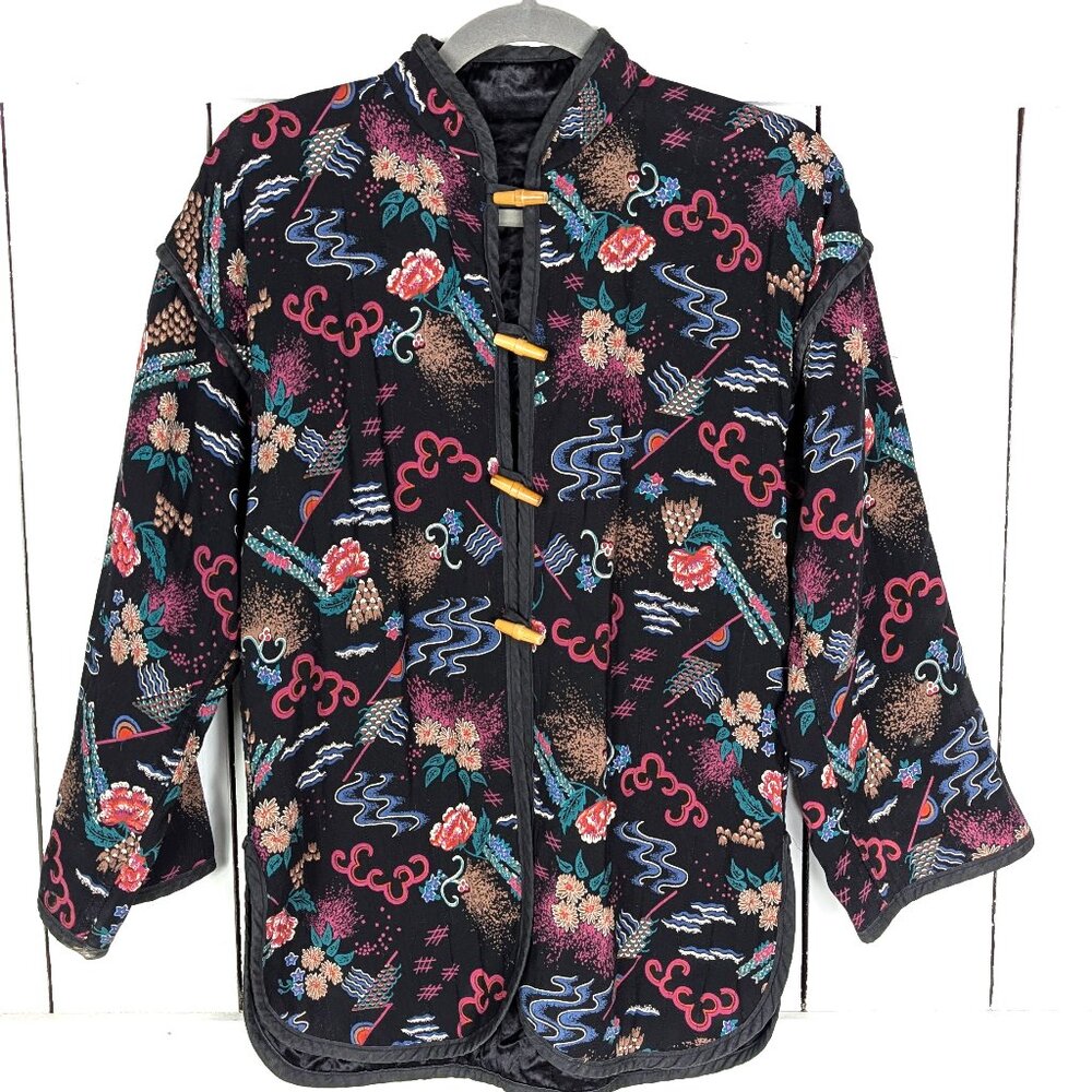 Vintage quilted Asian floral print jacket